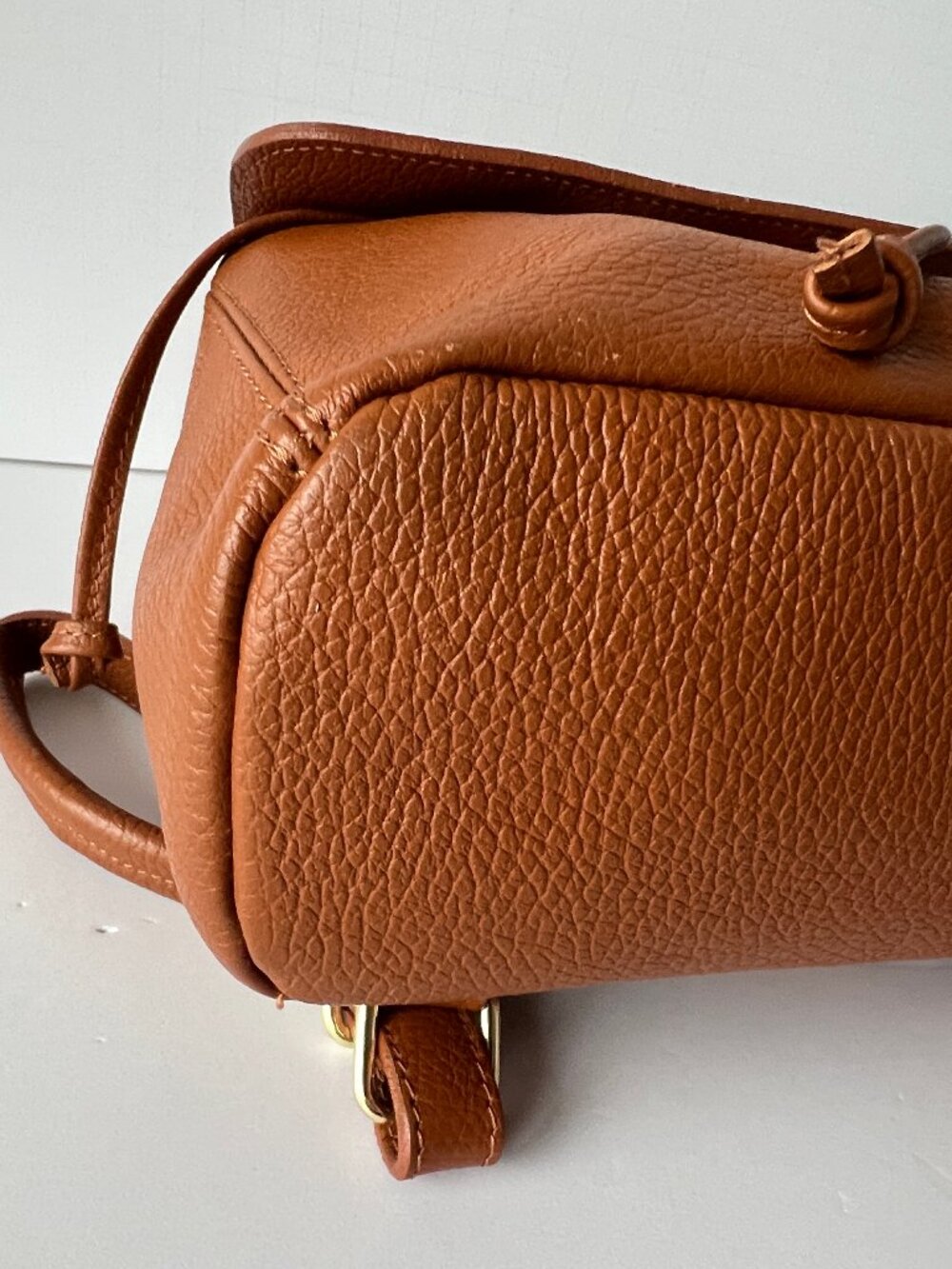 Italian Backpack Style or Crossbody Bag, Brown Leather with Top Handle - Picture 10 of 16